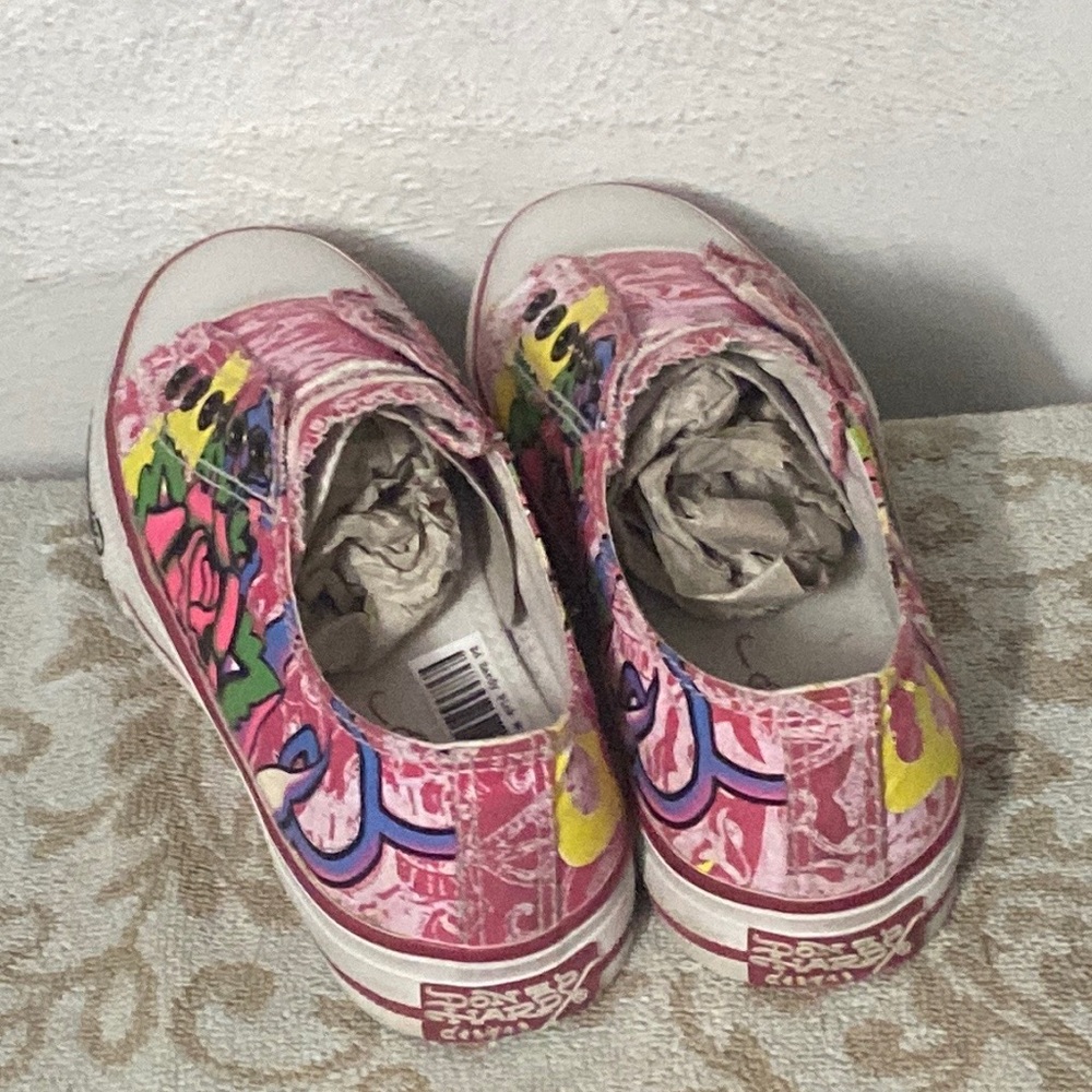 Ed Hardy low slip-on sneakers sz6+💀cap💚🧡Almay Goddess Gloss - Picture 12 of 17